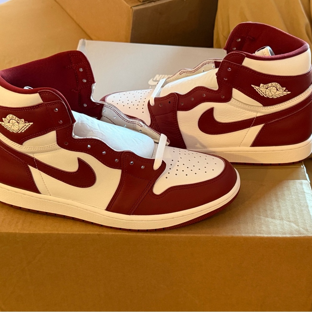 Jordan Red and White High-Top Sneakers